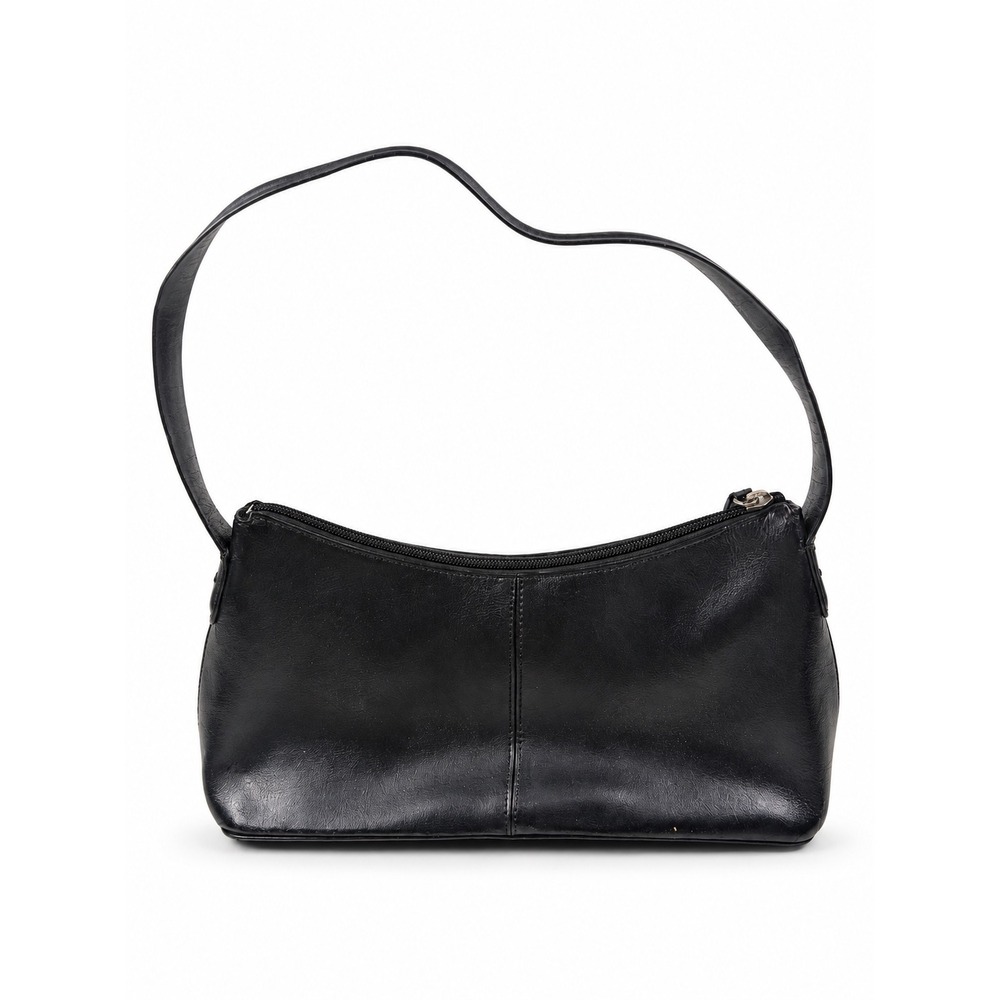 Alfani Vintage Y2K Black Leather Minimalist 90s Small Chic Shoulder Bag Purse